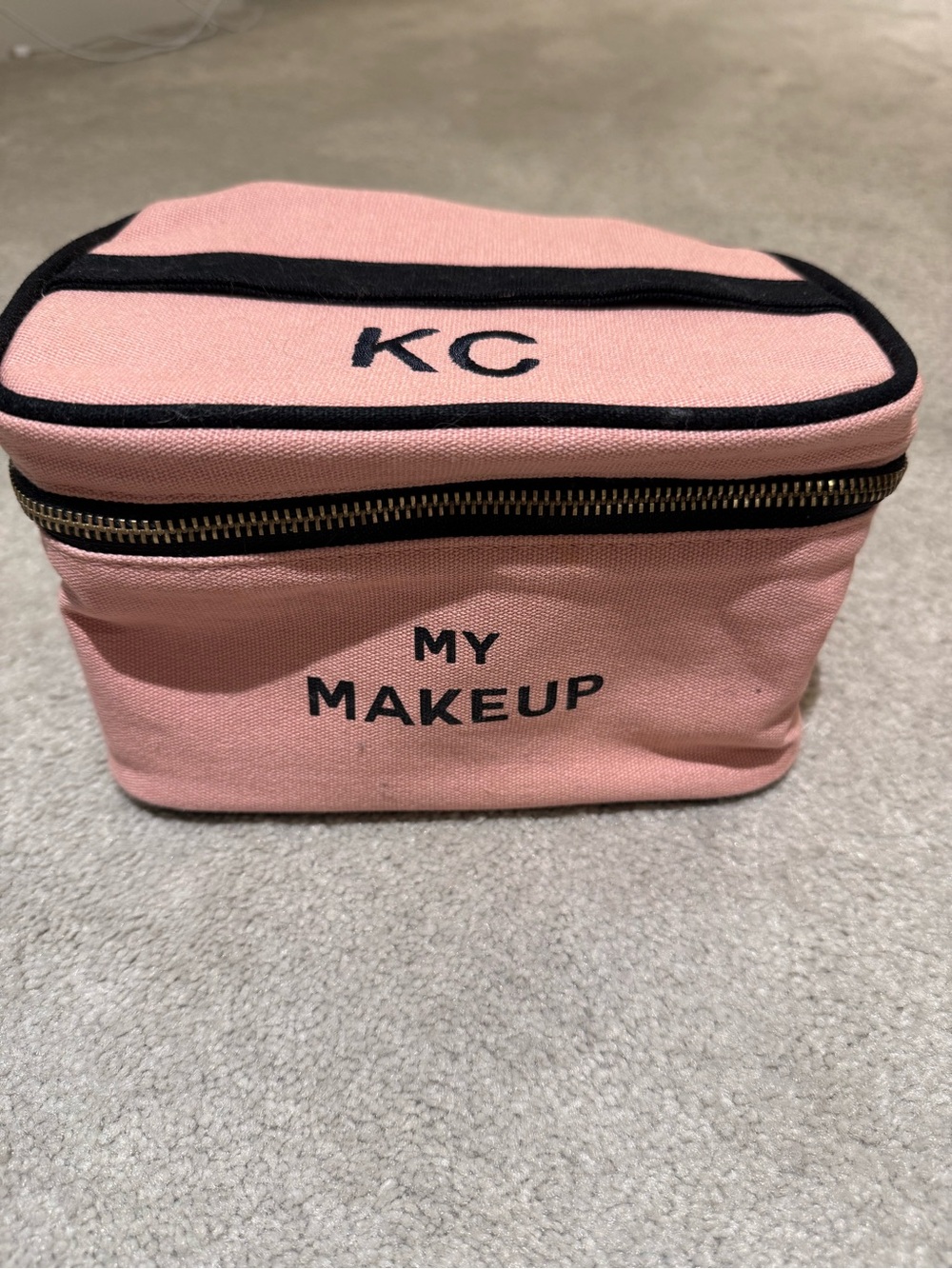 Personalized Pink 'MY MAKEUP' Cosmetic Train Case with KC Monogram